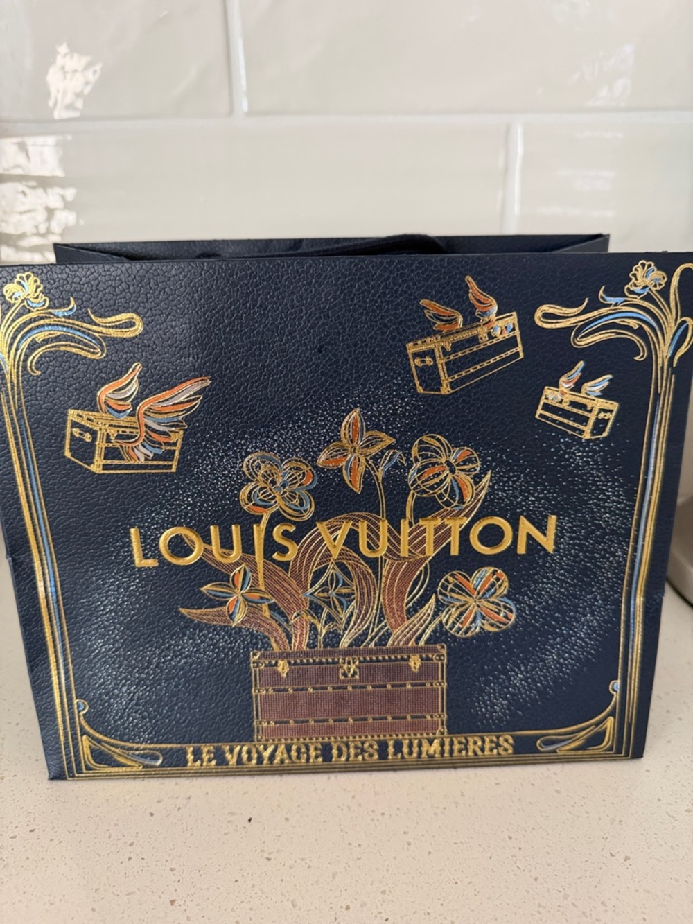 Louis Vuitton Shopping Bag - Navy & Gold Floral Trunk